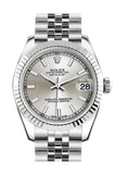 Rolex Datejust 31 Silver Dial White Gold Fluted Bezel Jubilee Ladies Watch 178274