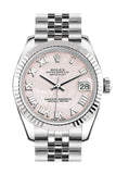 Rolex Datejust 31 Pink Mother of Pearl Roman Dial White Gold Fluted Bezel Jubilee Ladies Watch 178274