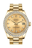 Rolex Datejust 31 Champagne Diamond Dial Bezel 18K Yellow Gold President Ladies Watch 178288 / None