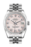 Rolex Datejust 31 Pink Mother of Pearl Set Diamonds Dial White Gold Fluted Bezel Jubilee Ladies Watch 178274