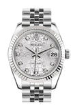 Rolex Datejust 31 Silver Jubilee Set Diamonds Dial White Gold Fluted Bezel Jubilee Ladies Watch 178274