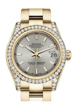 Rolex Datejust 31 Silver Dial Diamond Bezel Lug 18K Yellow Gold Ladies Watch 178158