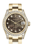 Rolex Datejust 31 Black Mother of Pearl Jubilee Dial Diamond Bezel Lug 18K Yellow Gold Ladies Watch 178158