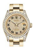 Rolex Datejust 31 Diamond Paved Dial Diamond Bezel Lug 18K Yellow Gold Ladies Watch 178158