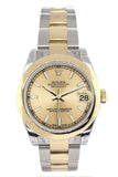 Rolex Datejust 31 Champagne Dial 18K Gold Two Tone Ladies Watch 178243