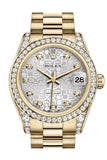 Rolex Datejust 31 Silver Jubilee Diamond Dial Diamond Bezel Lug 18K Yellow Gold President Ladies Watch 178158 Pre-owned