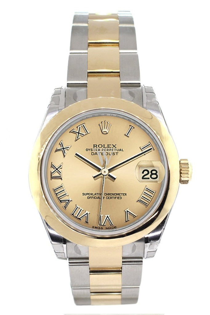 Rolex Datejust 31 Champagne Roman Dial 18K Gold Two Tone Ladies 178243 Watch