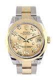 Rolex Datejust 31 Champagne Floral Motif Roman Dial 18K Gold Two Tone Ladies 178243 Pre-owned