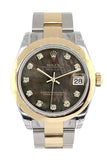 Rolex Datejust 31 Black Mother of Pearl Diamonds Dial 18K Gold Two Tone Ladies 178243