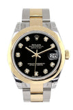 Rolex Datejust 31 Black Diamond Dial 18K Gold Two Tone Ladies 178243 Pre-owned
