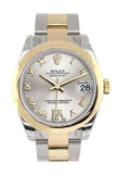 Rolex Datejust 31 Silver Roman Large VI Diamond Dial 18K Gold Two Tone Ladies 178243