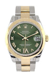 Rolex Datejust 31 Olive Green Roman Large VI Diamond Dial18K Gold Two Tone Ladies 178243