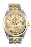 Rolex Datejust 31 Champagne Floral Motif Dial  18K Gold Two Tone Jubilee Ladies 178243