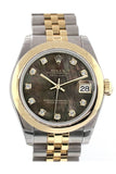 Rolex Datejust 31 Black Mother of Pearl Diamonds Dial 18K Gold Two Tone Jubilee Ladies 178243