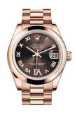 Rolex Datejust 31 Chocolate Large VI set with Diamond Dial 18K Everose Gold President Ladies Watch 178245