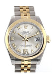 Rolex Datejust 31 Silver Roman Large VI Diamond Dial 18K Gold Two Tone Jubilee Ladies 178243