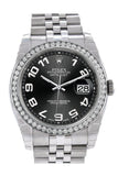 Rolex Datejust 36 Black Concentric Dial 18k White Gold Diamond Bezel Jubilee Men's Watch 116244