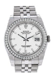 Rolex Datejust 36 White Dial 18k White Gold Diamond Bezel Jubilee Men's Watch 116244