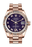 Rolex Datejust 31 Purple Large Vi Set With Diamond Dial Fluted Bezel 18K Everose Gold President