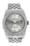 Rolex Datejust 36 Rhodium Roman Dial 18k White Gold Diamond Bezel Jubilee Men's Watch 116244
