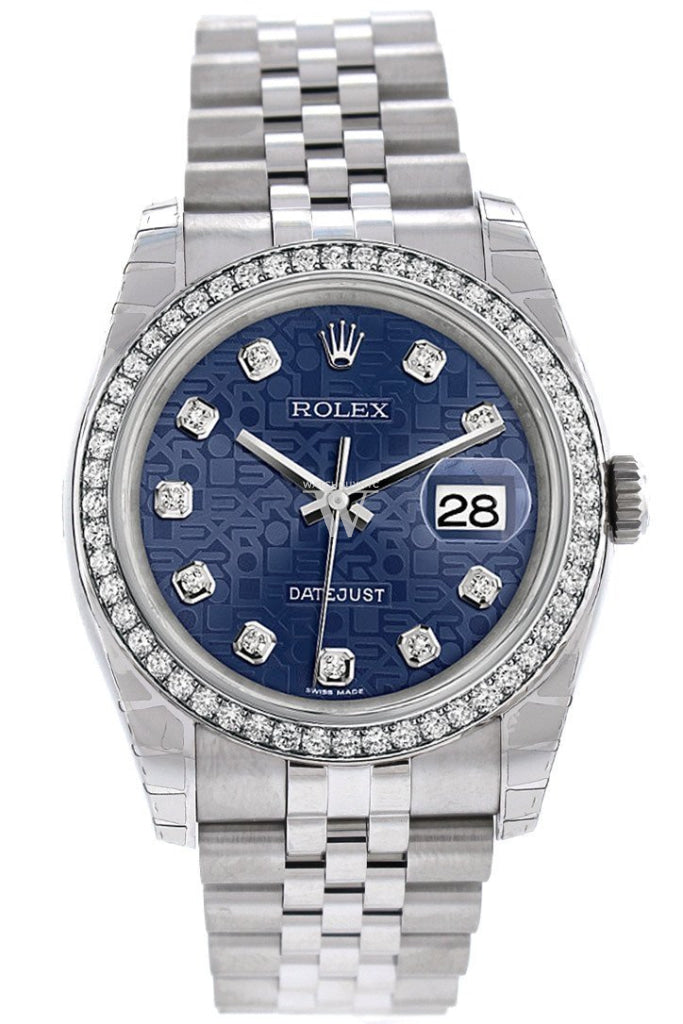 Rolex Datejust 36 Blue Jubilee Design Set With Diamonds Dial 18K White Gold Diamond Bezel Jubilee