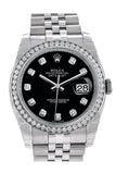 Rolex Datejust 36 Black set with Diamonds Dial 18k White Gold Diamond Bezel Jubilee Men's Watch 116244