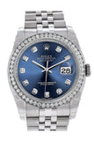 Rolex Datejust 36 Blue set with Diamonds Dial 18k White Gold Diamond Bezel Jubilee Men's Watch 116244