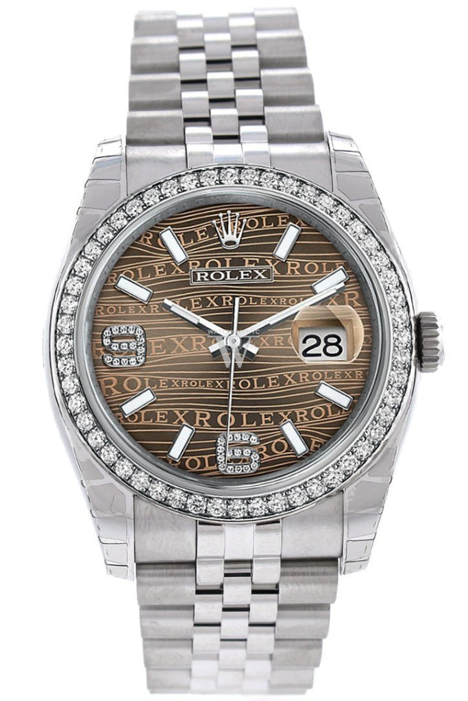 Rolex Datejust 36 Bronze Waves Set With Diamonds Dial 18K White Gold Diamond Bezel Jubilee Mens