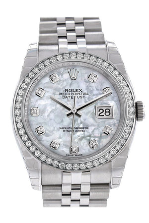 Rolex Datejust 36 Mother Of Pearl Dial Diamond Bezel Jubilee Ladies Watch 116244 / None