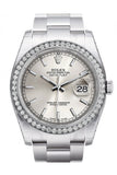 Rolex Datejust 36 Silver Dial 18k White Gold Diamond Bezel Men's Watch 116244