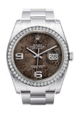 Rolex Datejust 36 Bronze floral motif Dial 18k White Gold Diamond Bezel Men's Watch 116244