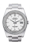 Rolex Datejust 36 White Dial 18k White Gold Diamond Bezel Men's Watch 116244