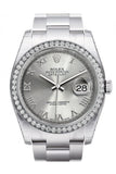 Rolex Datejust 36 Rhodium Roman Dial 18k White Gold Diamond Bezel Men's Watch 116244