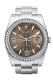 Rolex Datejust 36 Bronze Waves set with Diamonds Dial 18k White Gold Diamond Bezel Men's Watch 116244