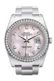 Rolex Datejust 36 Pink Mother-of-pearl set with Diamonds Dial 18k White Gold Diamond Bezel Men's Watch 116244