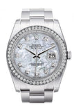 Rolex Datejust 36 White Mother-of-pearl set with Diamonds Dial 18k White Gold Diamond Bezel Men's Watch 116244