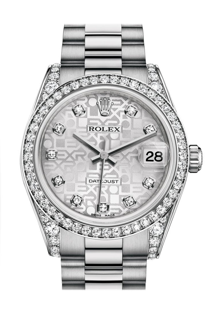 Rolex Datejust 31 Silver Jubilee Diamond Dial Bezel Lug 18K White Gold President Ladies Watch 178159