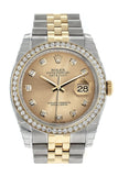 Rolex Datejust 36 Champagne set with diamonds Dial 18k White Gold Diamond Bezel Jubilee Ladies Watch 116243