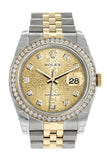 Rolex Datejust 36 Champagne Jubilee design set with diamonds Dial 18k White Gold Diamond Bezel Jubilee Ladies Watch 116243
