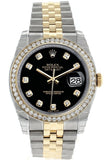 Rolex Datejust 36 Black Set With Diamonds Dial 18K White Gold Diamond Bezel Jubilee Ladies Watch