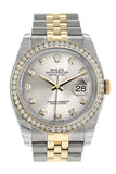 Rolex Datejust 36 Silver set with diamonds Dial 18k White Gold Diamond Bezel Jubilee Ladies Watch 116243