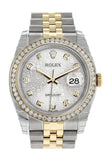 Rolex Datejust 36 Silver Jubilee design set with diamonds Dial 18k White Gold Diamond Bezel Jubilee Ladies Watch 116243