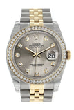 Rolex Datejust 36 Steel set with diamonds Dial 18k White Gold Diamond Bezel Jubilee Ladies Watch 116243