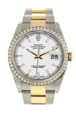 Rolex Datejust 36 White Dial 18k White Gold Diamond Bezel Ladies Watch 116243