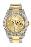 Rolex Datejust 36 Champagne Jubilee design set with diamonds Dial 18k White Gold Diamond Bezel Ladies Watch 116243