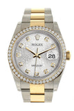 Rolex Datejust 36 Silver Jubilee design set with diamonds Dial 18k White Gold Diamond Bezel Ladies Watch 116243