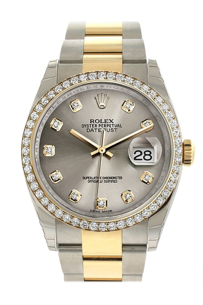 Rolex Datejust 36 Steel Set With Diamonds Dial 18K White Gold Diamond Bezel Ladies Watch 116243