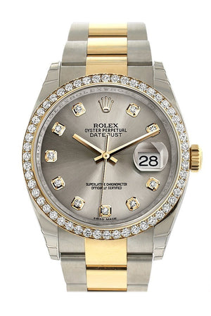 Rolex Datejust 36 Steel Set With Diamonds Dial 18K White Gold Diamond Bezel Ladies Watch 116243