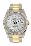 Rolex Datejust 36 White mother-of-pearl set with diamonds Dial 18k White Gold Diamond Bezel Ladies Watch 116243