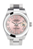 Rolex Datejust 28 Pink Roman Dial Stainless Steel Ladies Watch 279160 NP